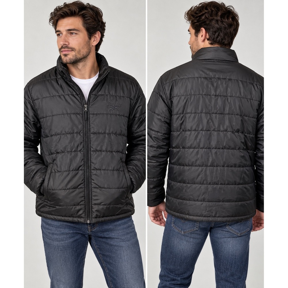 Reebok Men's XL Black Lightweight Quilted Insulated Full Zip Jacket